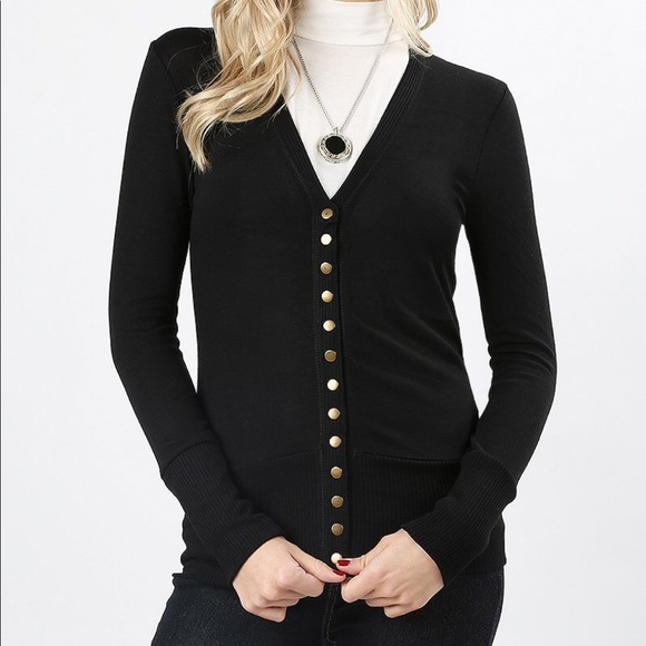 RENIE BLACK SNAP BUTTON - Cardigan - Picture 4 of 4